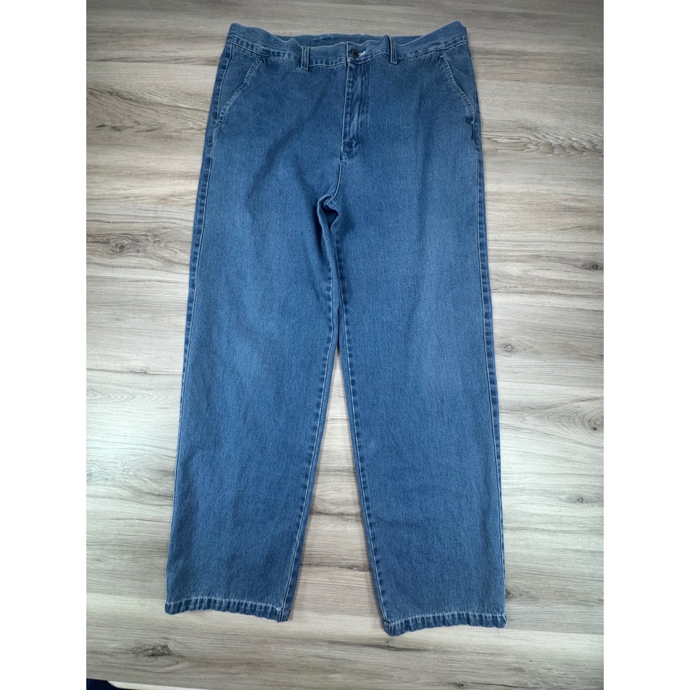 Vintage Polo Ralph Lauren Chino Mens 39x31 Blue Denim Wide Leg Pants High Rise